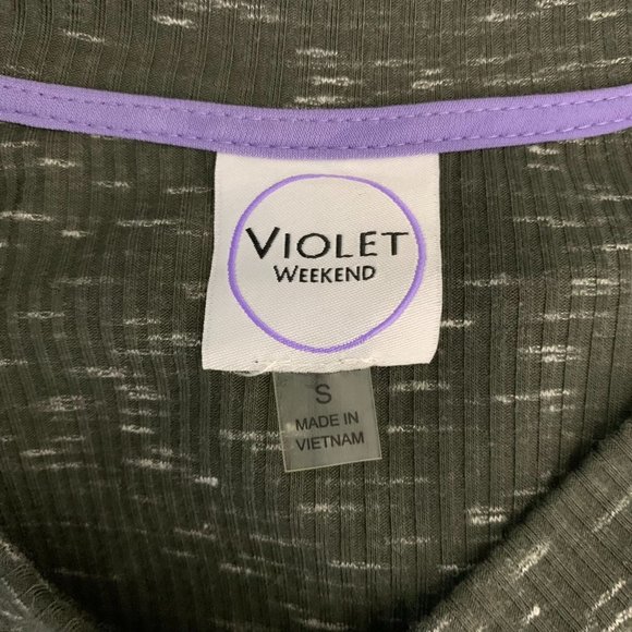 Violet Weekend Ribbed Knit T Shirt Dress S Green Flutter Sleeve Pockets Buttons - Picture 6 of 6